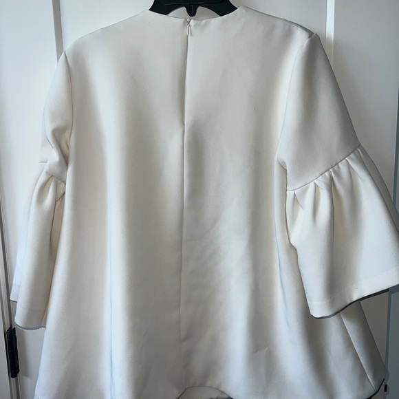 EDIT white blouse large 3/4 sleeves zipper back L - Picture 3 of 3